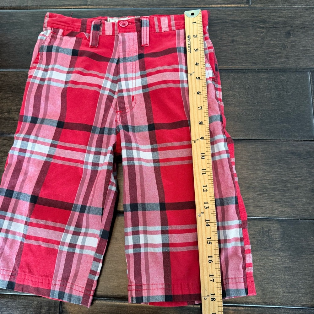 💜3/$15 Seven Souls Red & Black Plaid Flat Front Bermuda Shorts Boys 7 - Picture 6 of 8